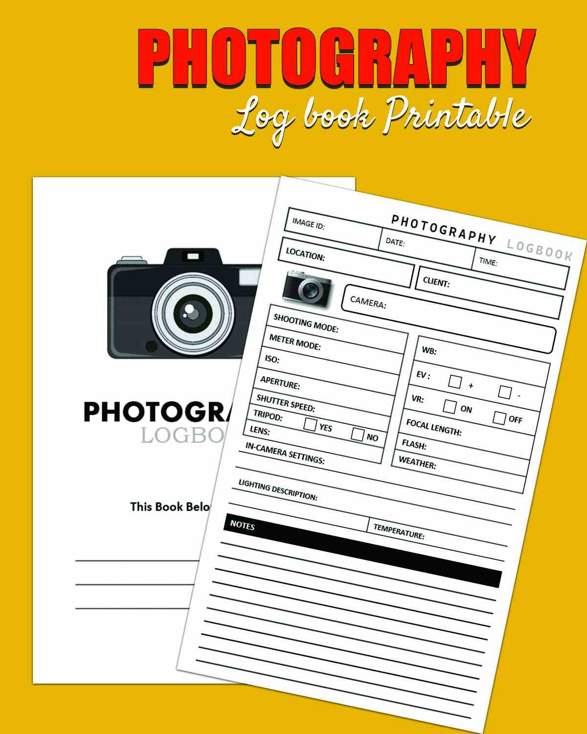 Printable Photography Log Book Template